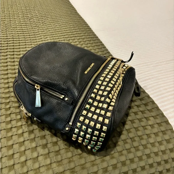 Michael Kors Black Backpack with Gold Accents - Picture 4 of 7